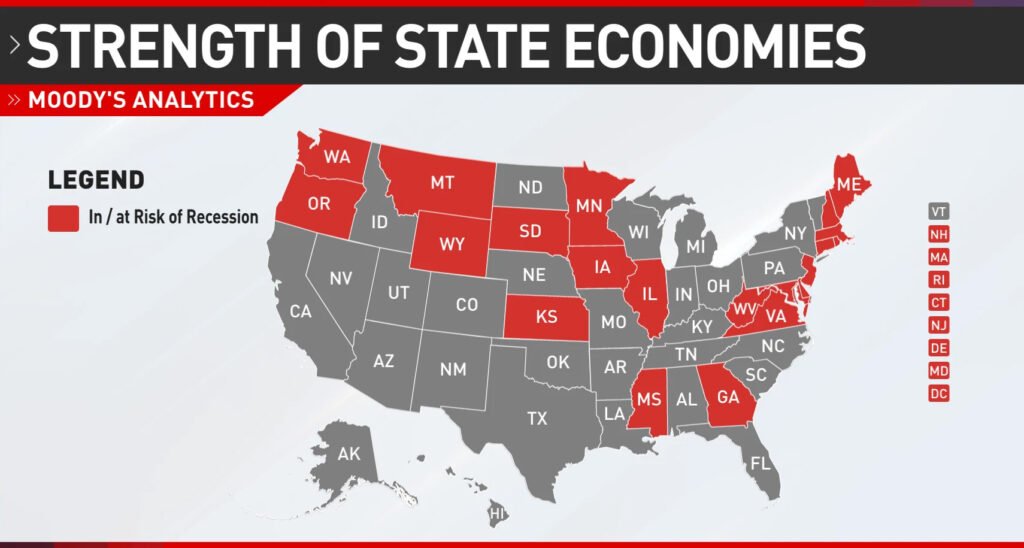 State-Level Recession Alert: Moody’s Identifies 22 U.S. States in Trouble