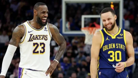 LeBron James, Stephen Curry share emotional courtside moment after Lakers win