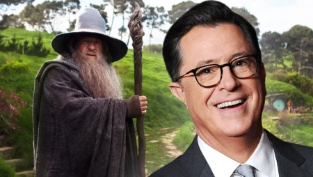 Stephen Colbert to Write Next The Lord of the Rings Film After Late-Night Exit Gandalf-from-Lord-of-The-Rings-and-Stephen-Colbert